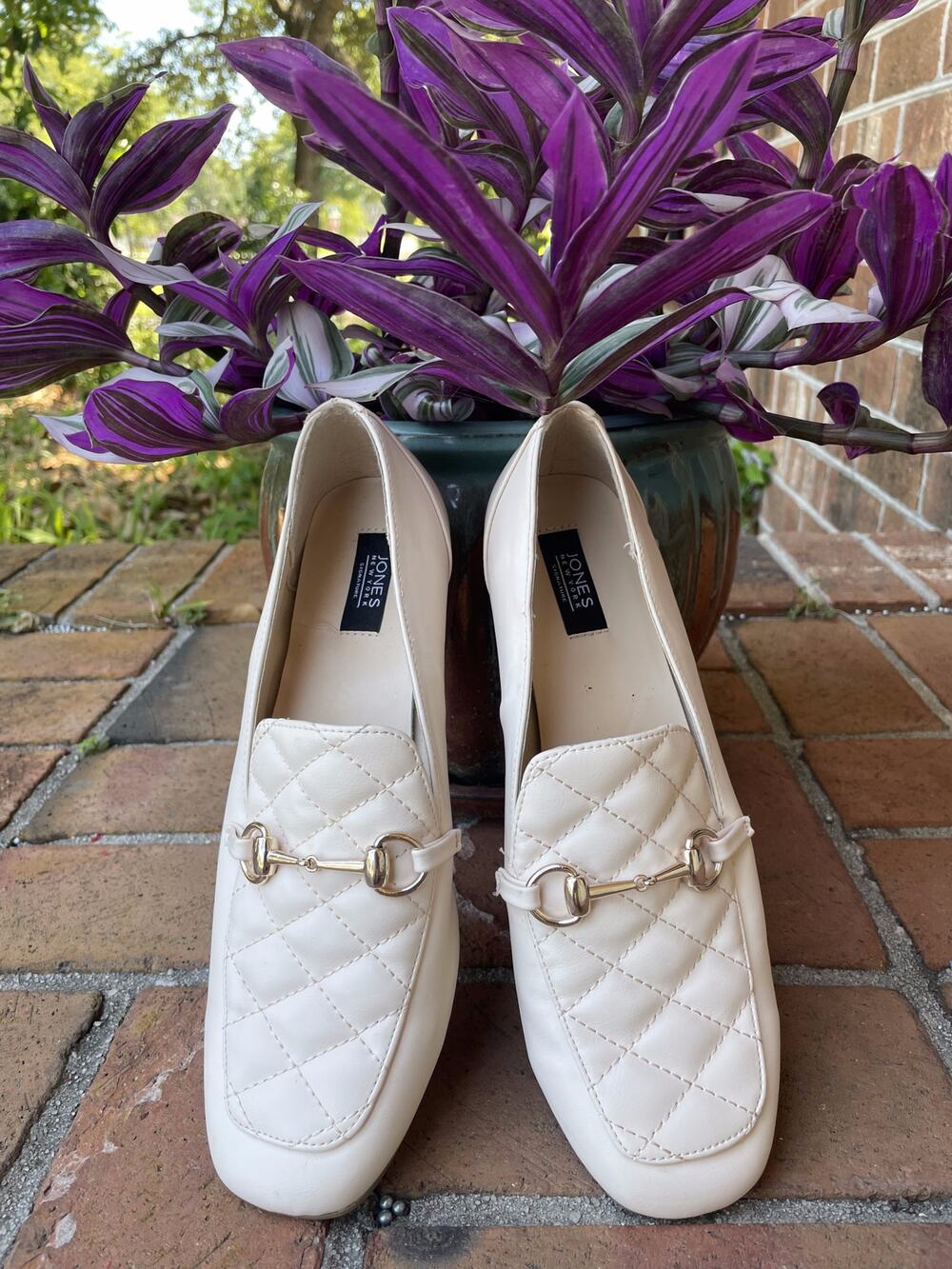 Jones New York Signature Finan Cream Quilted Horsebit Loafers Women's 8.5